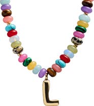 BaubleBar Semi Precious Bubble Initial Pendant Necklace