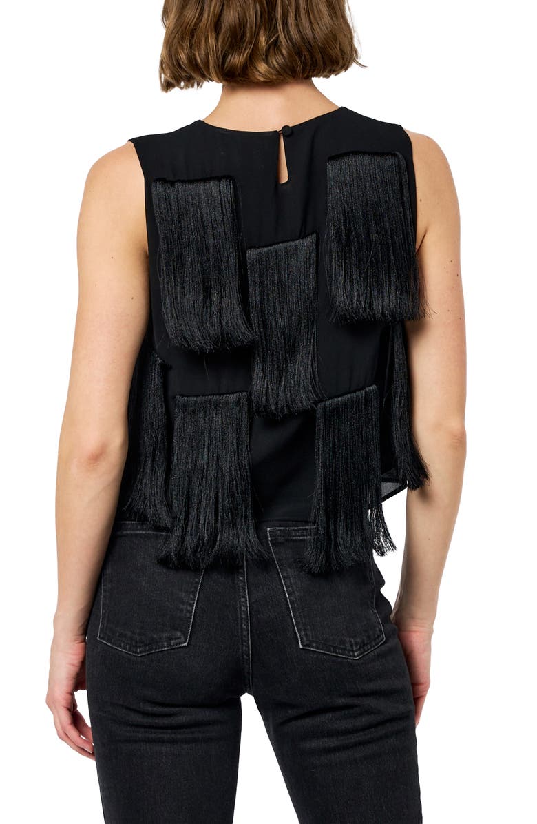 CIEBON Zinnia Fringe Sleeveless Top, Alternate, color, Black