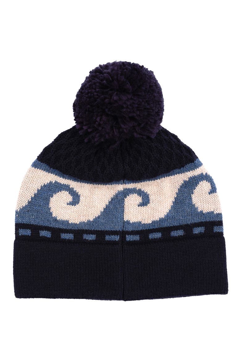 Wave Swell Pom Beanie, Alternate, color, NAVY MULTI