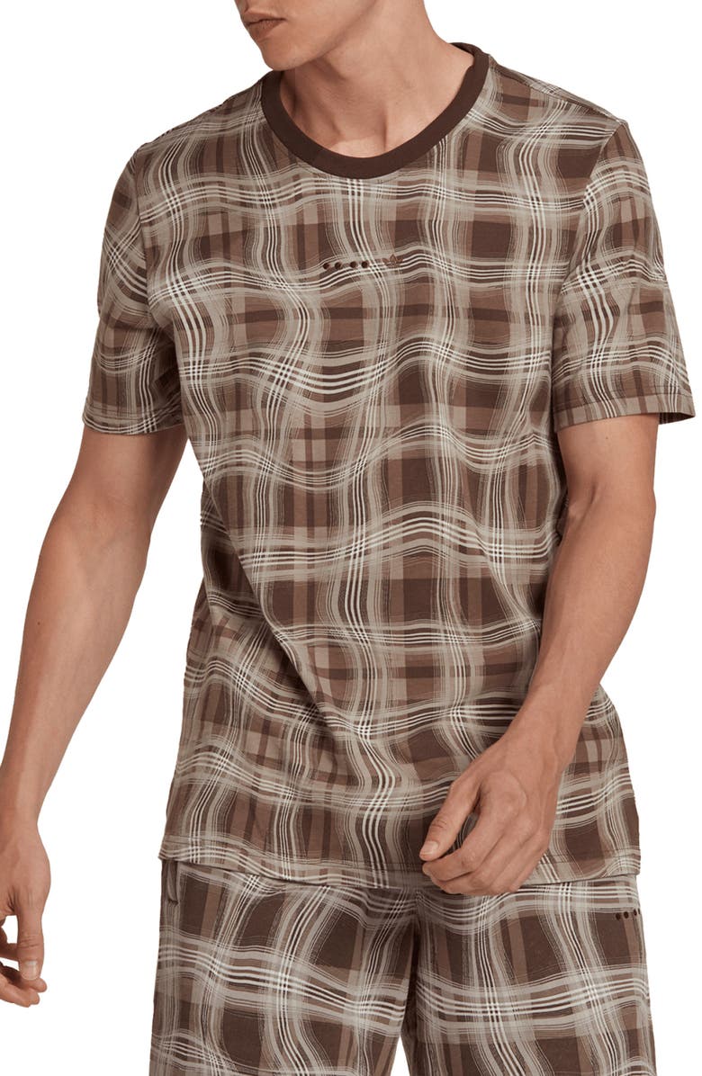 adidas Reveal Distorted Plaid T-Shirt, Main, color,