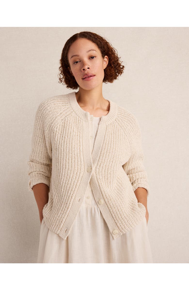 Haven Well Within Cotton Tape Yarn V-Neck Cardigan, Main, color, Muslin