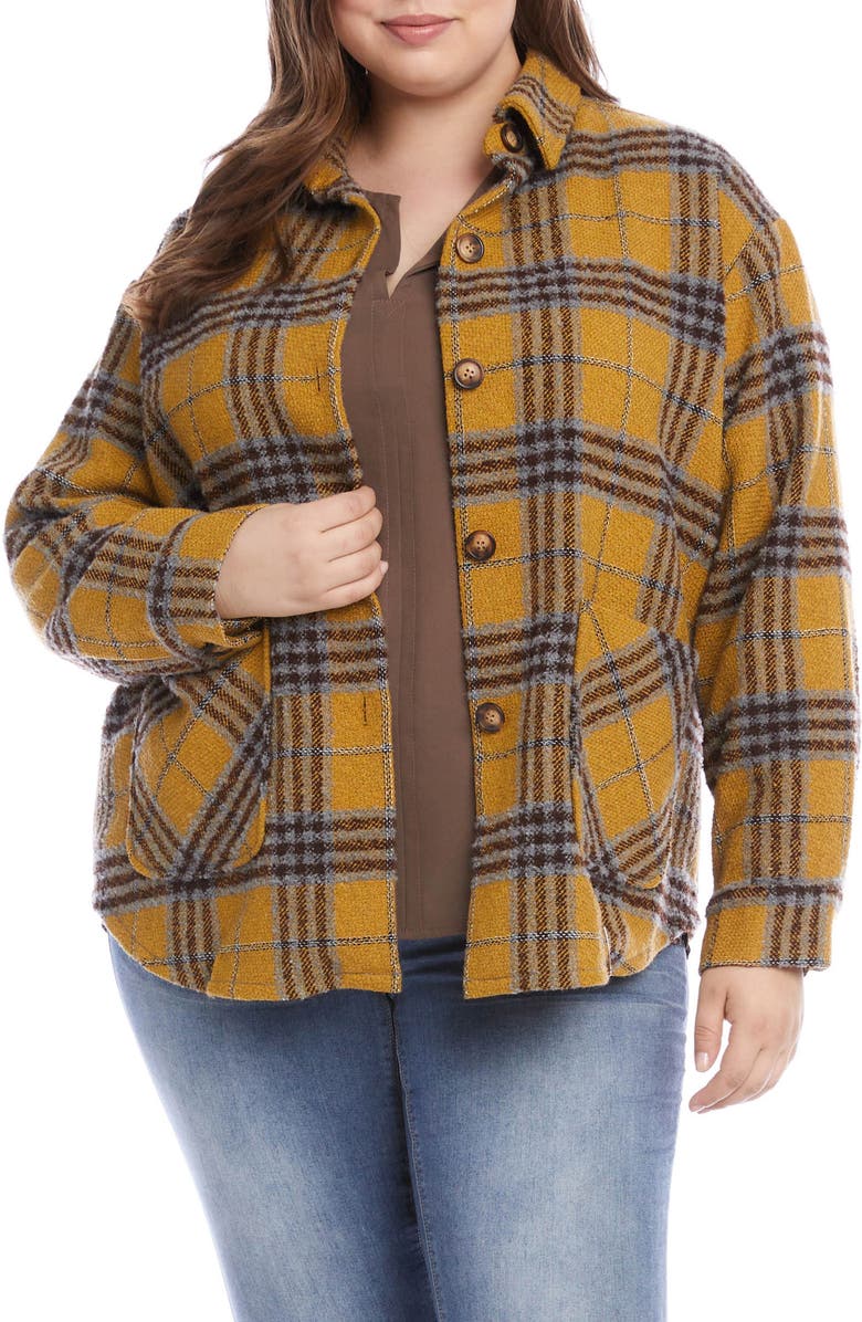 Karen Kane Plaid Shirt Jacket, Main, color, 