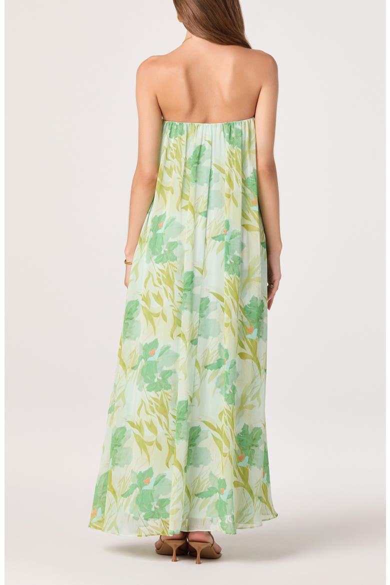 Aileen Strapless Chiffon Maxi Dress, Alternate, color, GREEN TROPICAL