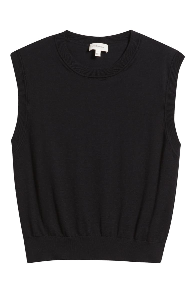 Pullover Cotton Sweater Vest, Alternate, color, BLACK