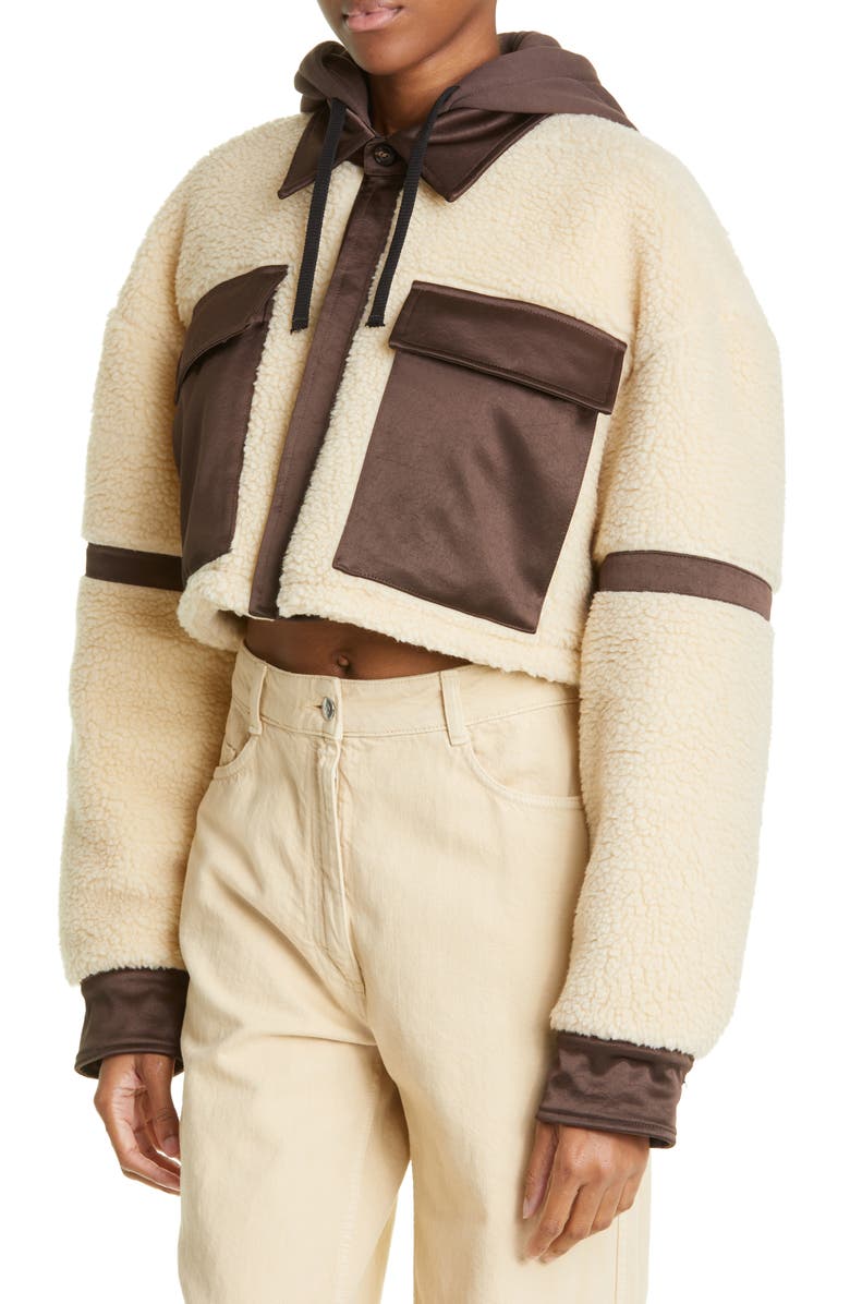 AMIRI Hybrid Faux Shearling Hooded Track Jacket, Alternate, color,