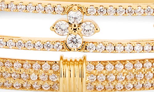 Eye Candy Los Angeles Set Of 2 Dahlia Cubic Zirconia Cuff Bracelets In Gold