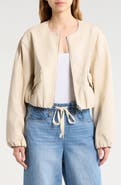 BLANKNYC Faux Leather Coated Collarless Bomber Jacket