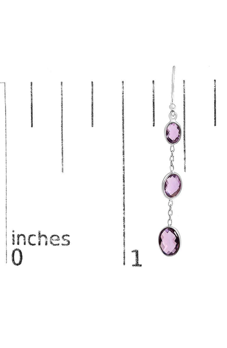 Haus of Brilliance Silver Checkerboard Oval Purple Amethyst 2" Inch Drop and Dangle Earrings, Alternate, color, White