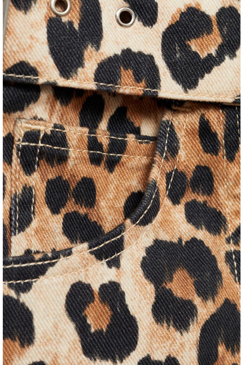 Leopard Print Denim Miniskirt, Alternate, color, BEIGE