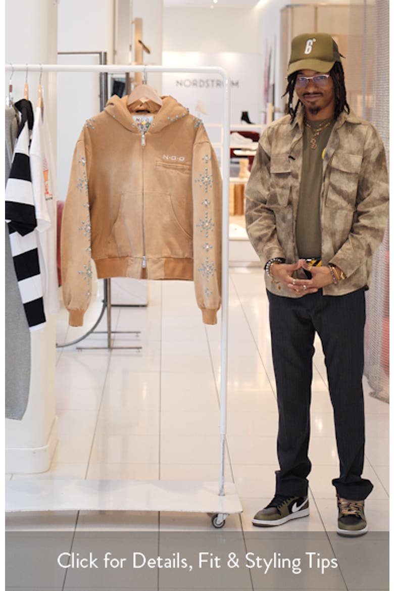 Turquoise Studded Cotton Canvas Hooded Jacket video