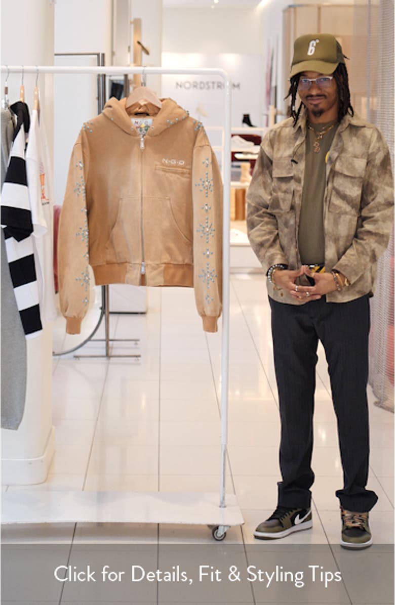 Turquoise Studded Cotton Canvas Hooded Jacket, sales video thumbnail