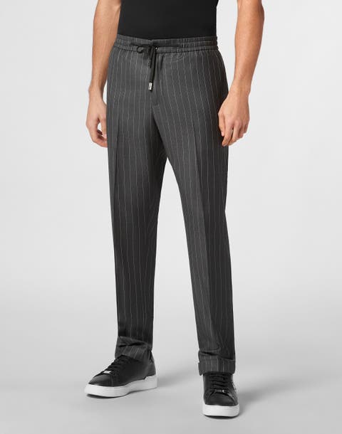 Wool Pinstripe Jogging Trousers Men