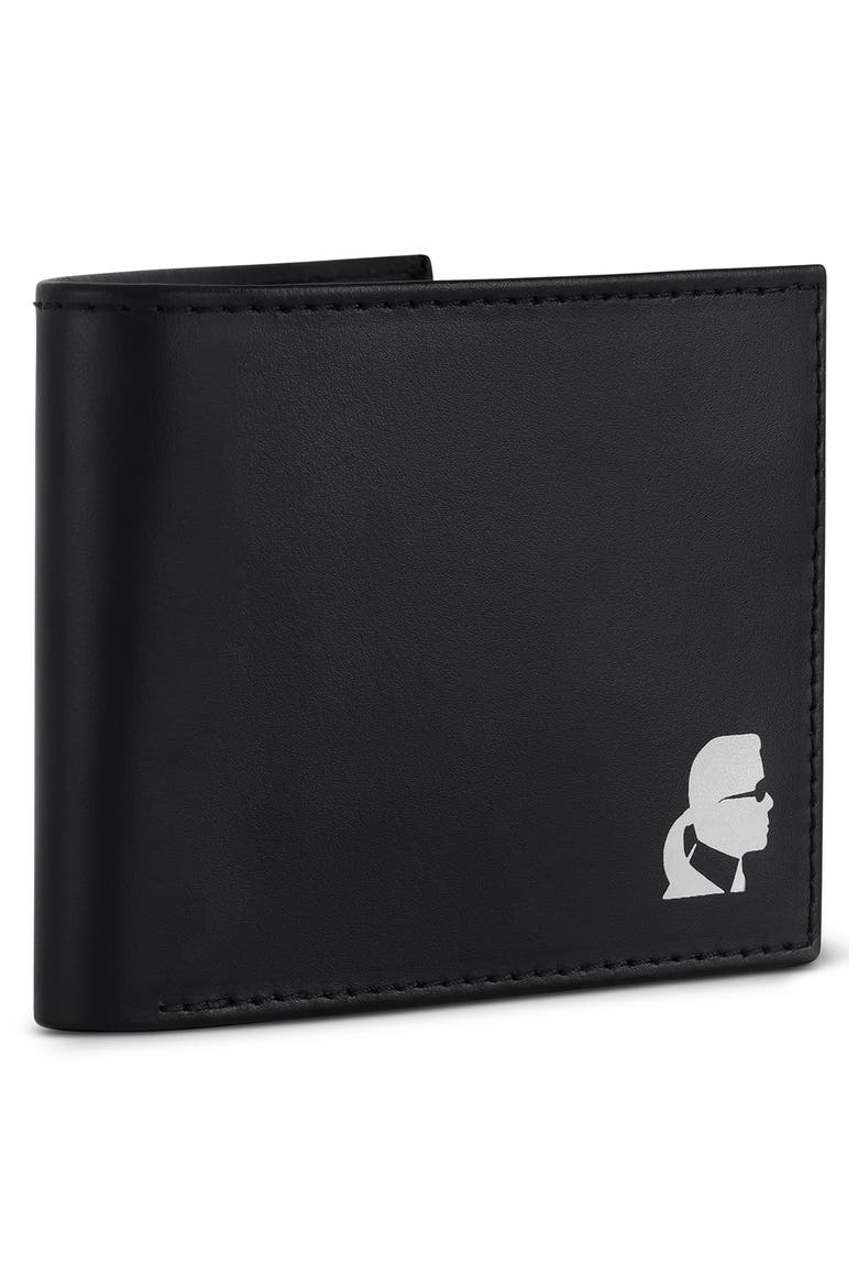 Profile Graphic Leather Bifold Wallet, Alternate, color, BLACK