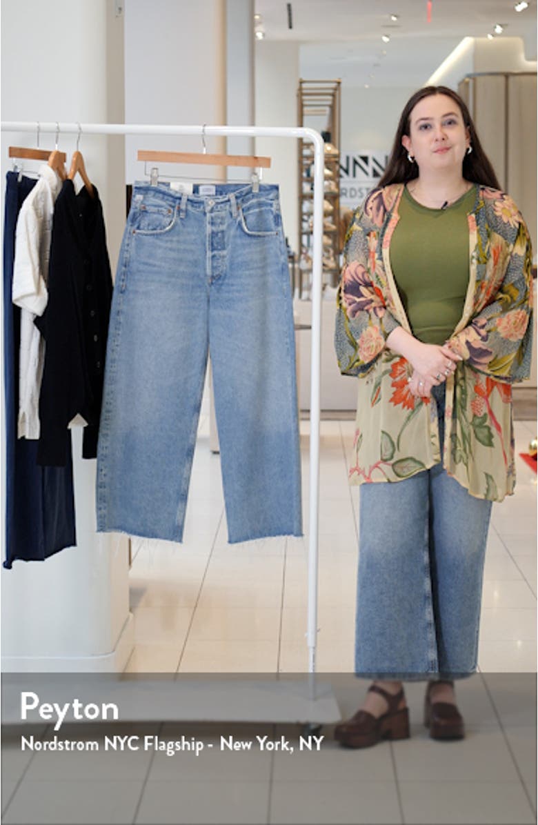 Ayla Raw Hem High Waist Crop Baggy Wide Leg Jeans, sales video thumbnail