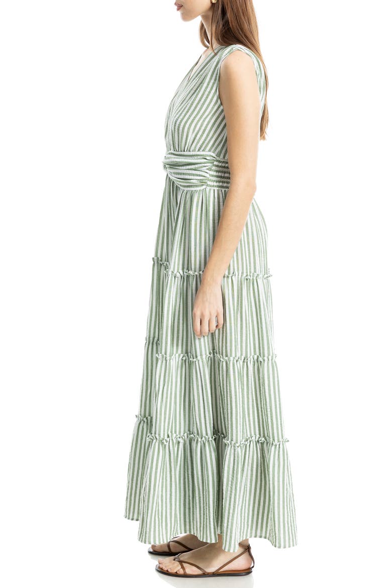 Knotted Waist Maxi Dress, Alternate, color, IVY/ WHITE STRIPE