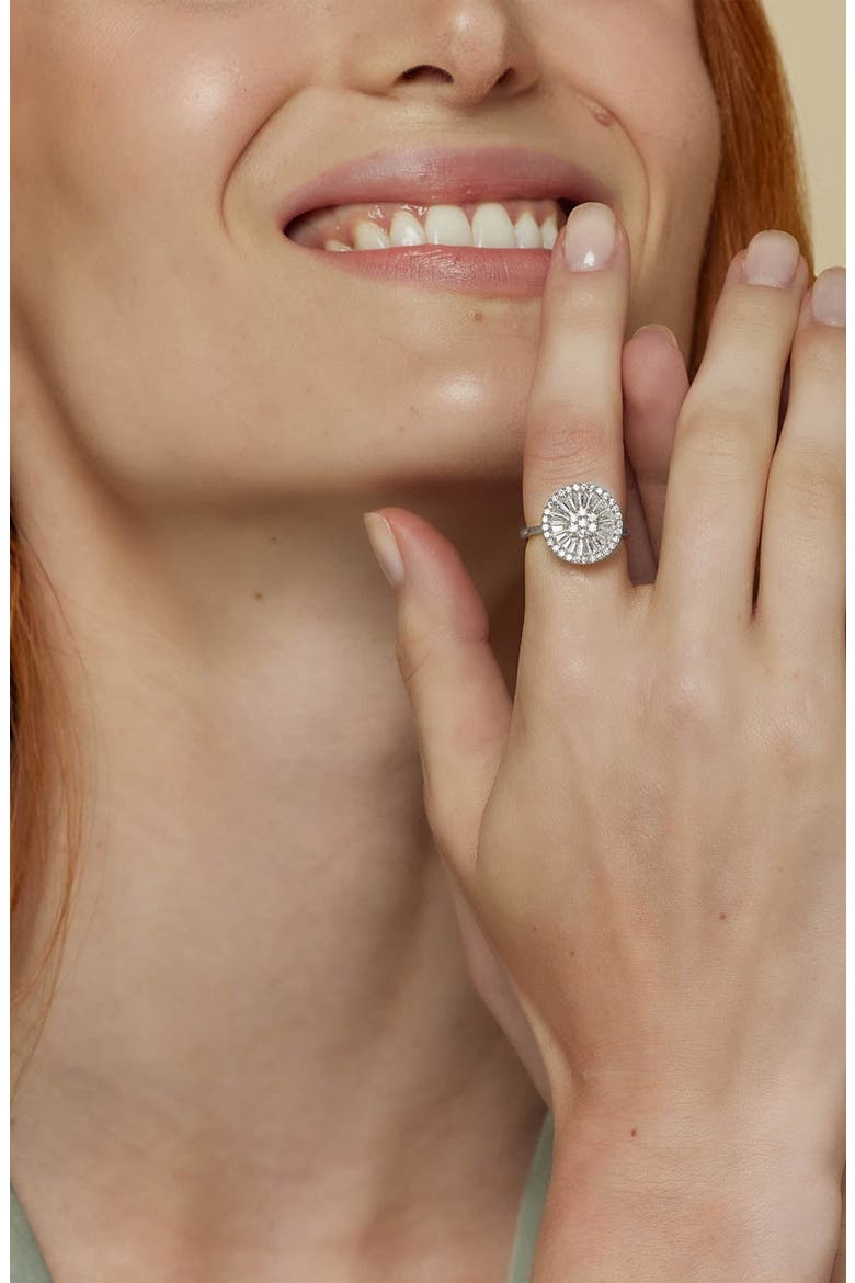 14k Gold Plated Elise Ring Dainty Crystal Sparkle Trendy, Alternate, color, Silver
