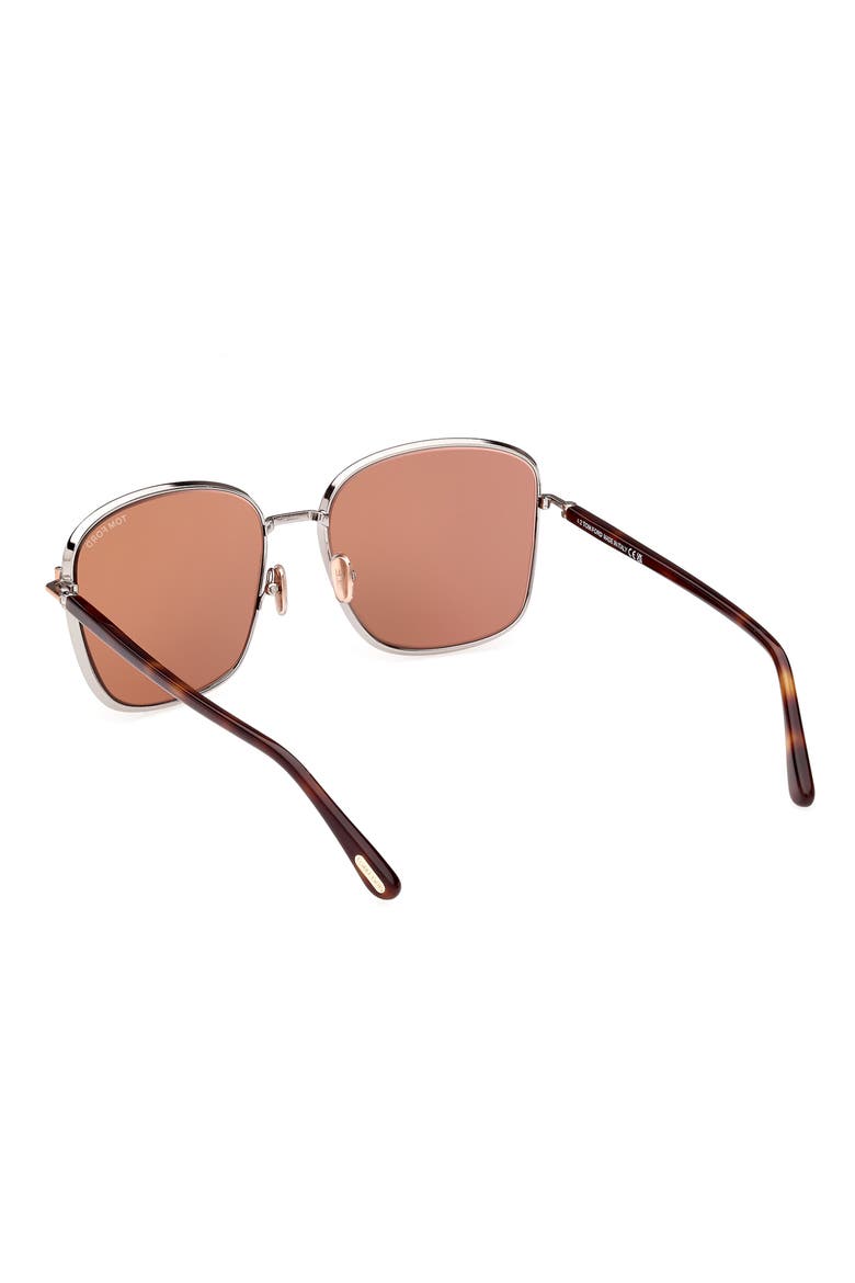 Fern 57mm Square Sunglasses, Alternate, color, SHINY LIGHT RUTHENIUM / ROSE