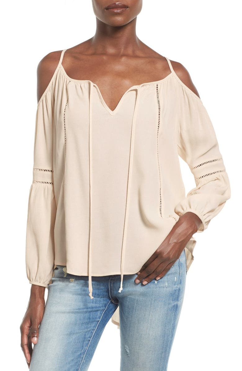 ASTR the Label Split Neck Cold Shoulder Blouse, Main, color, 