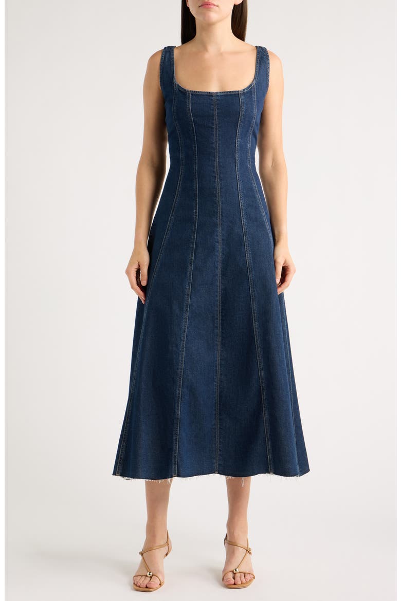 PSA Paneled Cotton Blend Denim Midi Dress, Main, color, DATE NIGHT