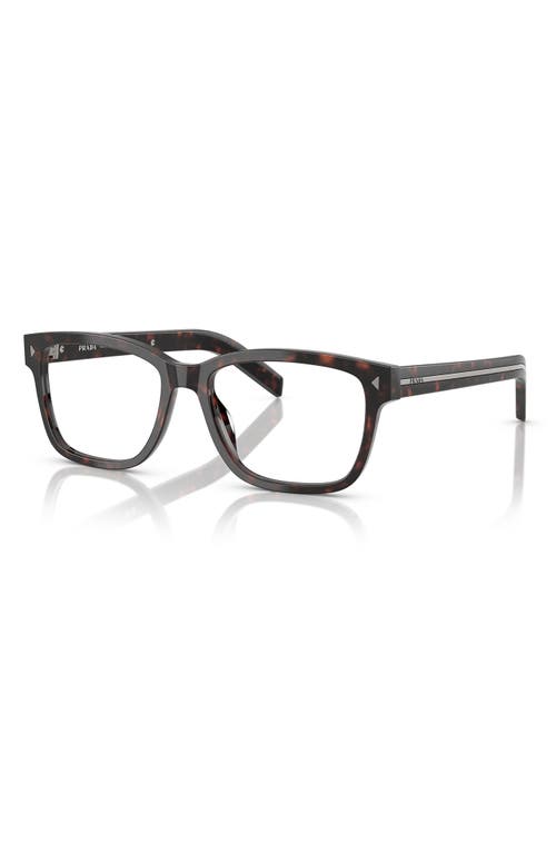 Prada 53mm Rectangular Optical Glasses In Brown Havana