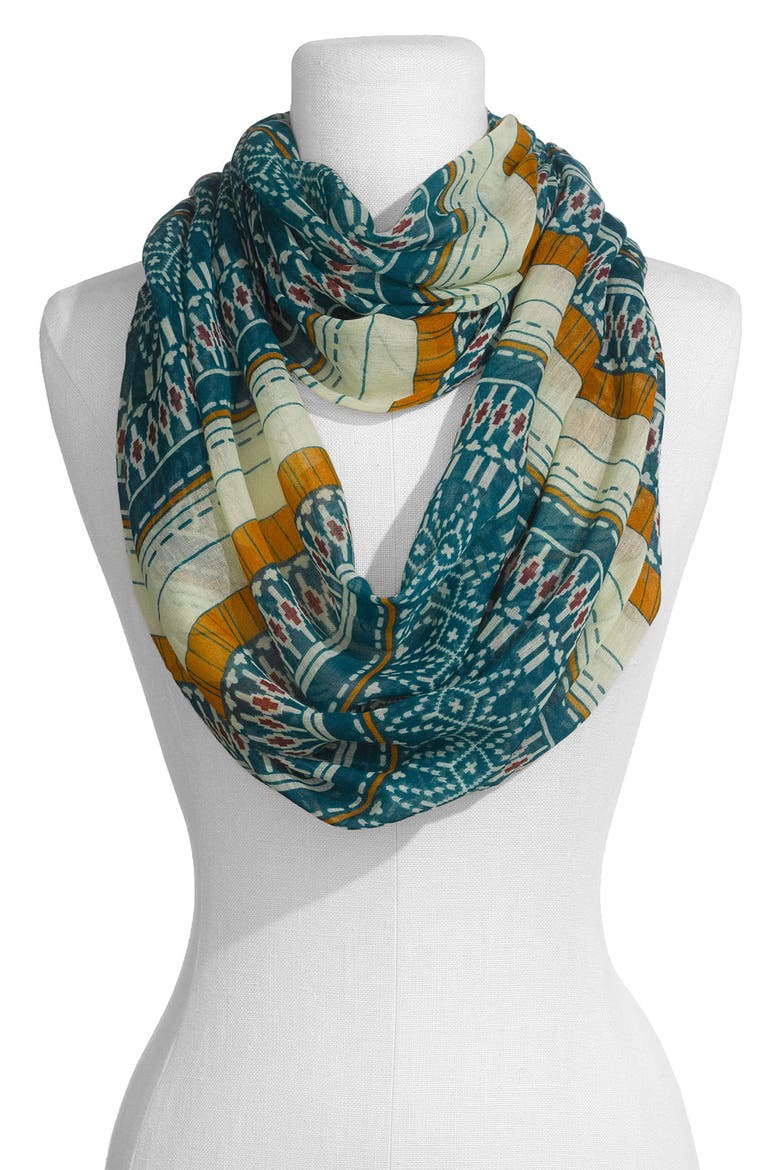 Tribal Print Infinity Scarf, Main, color, BLUE COMBO