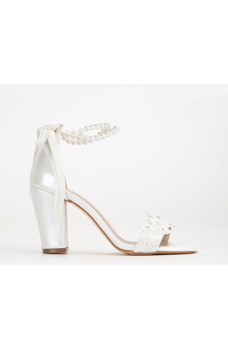 Forever & Always Shoes Helene Lace Bridal Heeled Sandals with Pearls, Main, color, Ivory