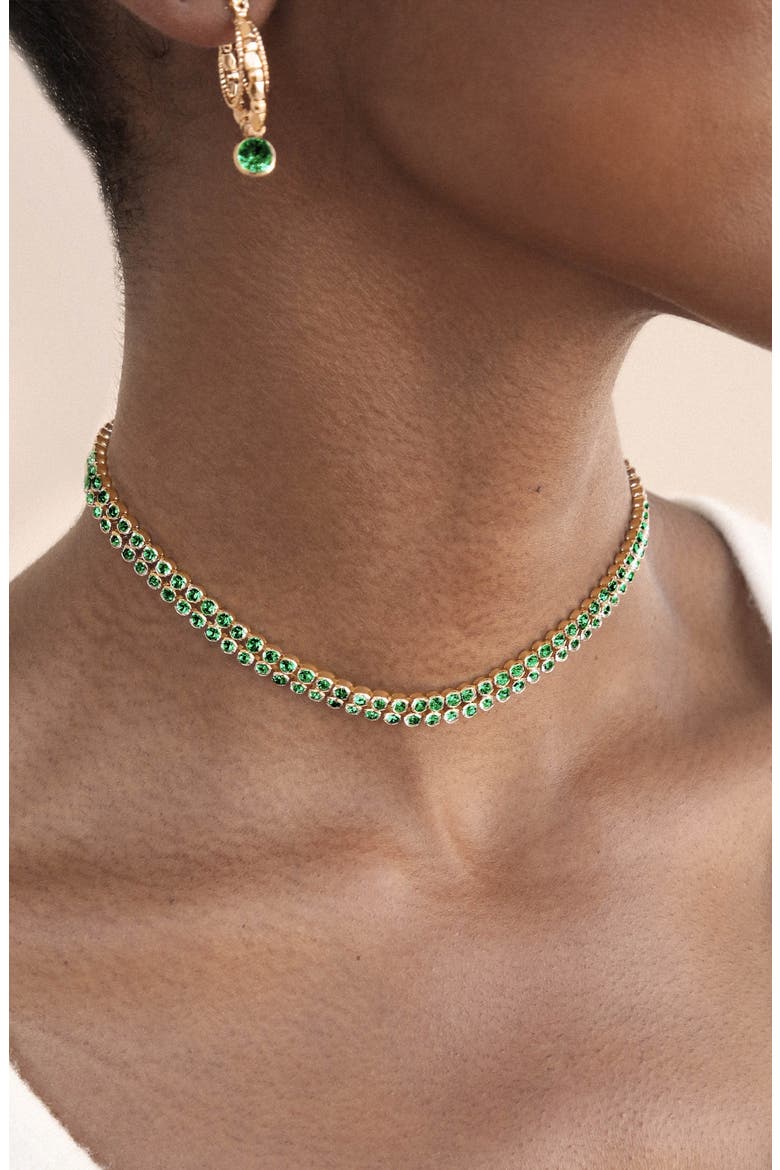Crystal Sparkle Choker Necklace, Alternate, color, GREEN