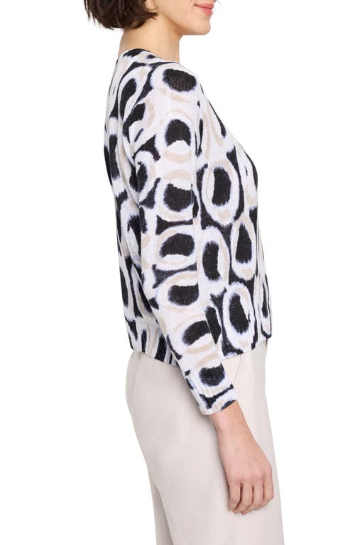 Nic + Zoe Nic+zoe Ikat Rings Supersoft Sweater In Black Multi