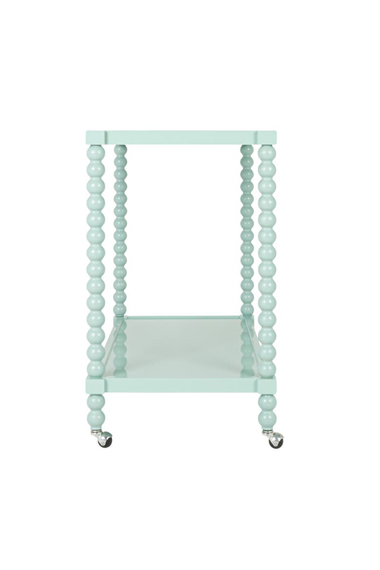 Rubberwood 2-Tier Bar Cart on Wheels, Blue, Alternate, color, Blue