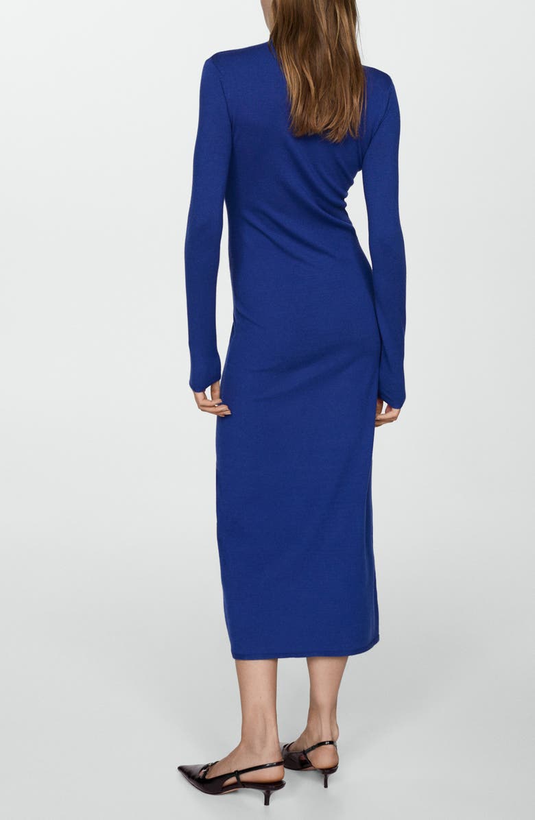 MANGO Perkins Long Sleeve Knit Dress, Alternate, color, Vibrant Blue