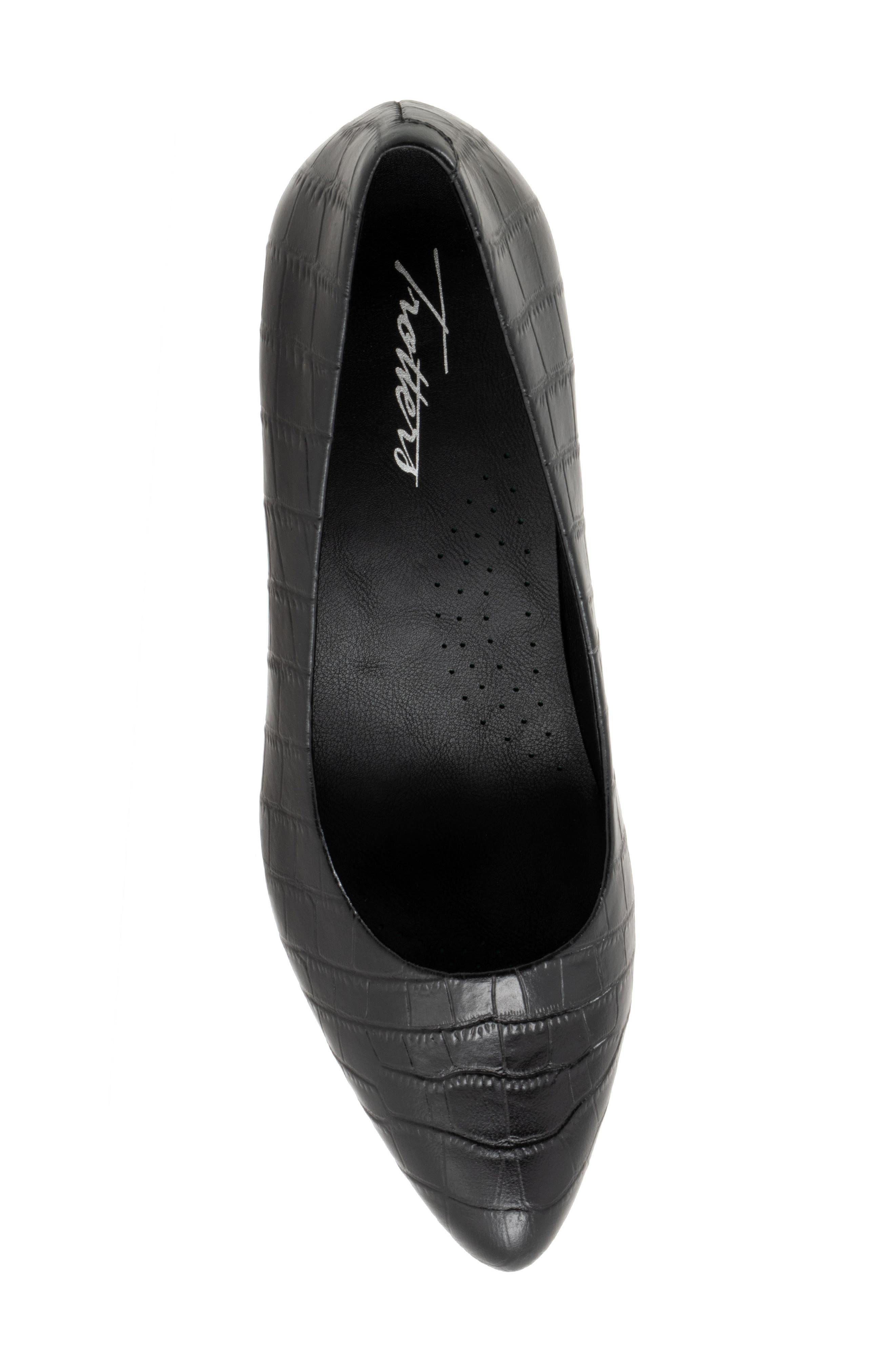 Trotters Kate Pointed Toe Kitten Heel Pump, Alternate, color, Black Croc