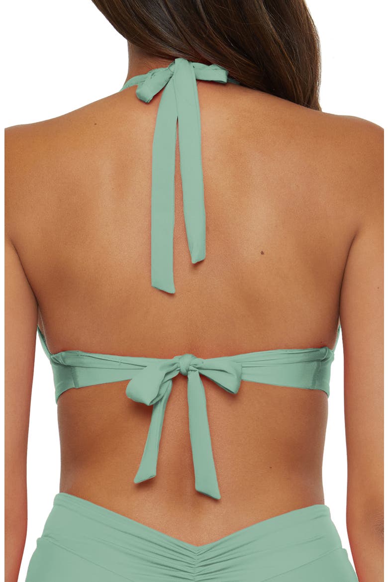 Shirred V-Wire Halter Bikini Top, Alternate, color, MINERAL