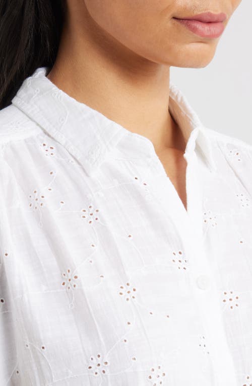 Beachlunchlounge Noa Embroidered Cotton Blend Button-up Top