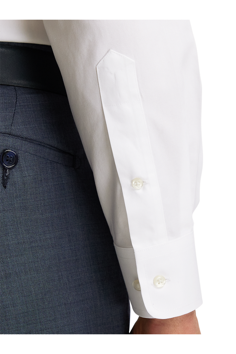 Tailored Fit Non-iron Cotton Pinpoint Solid Point Collar Dress Shirt, Alternate, color, White