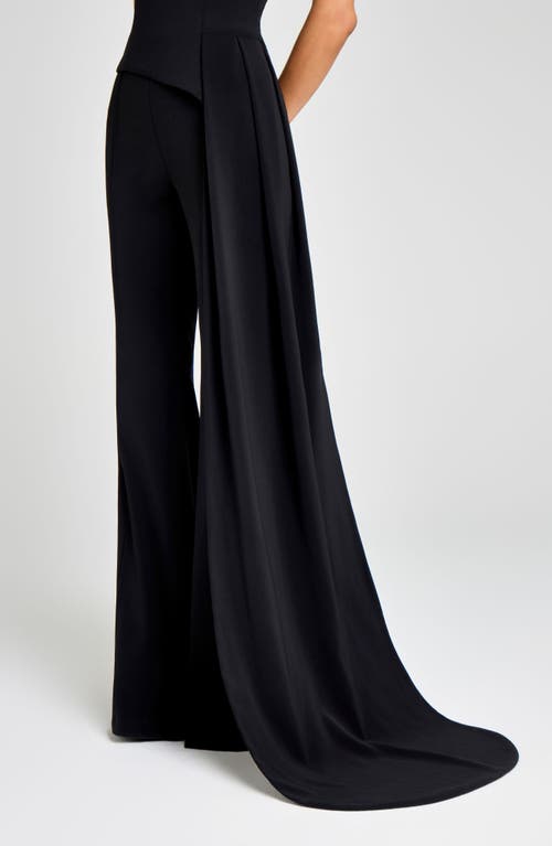 Nadine Merabi Pleated Drape Mock Neck Top In Black