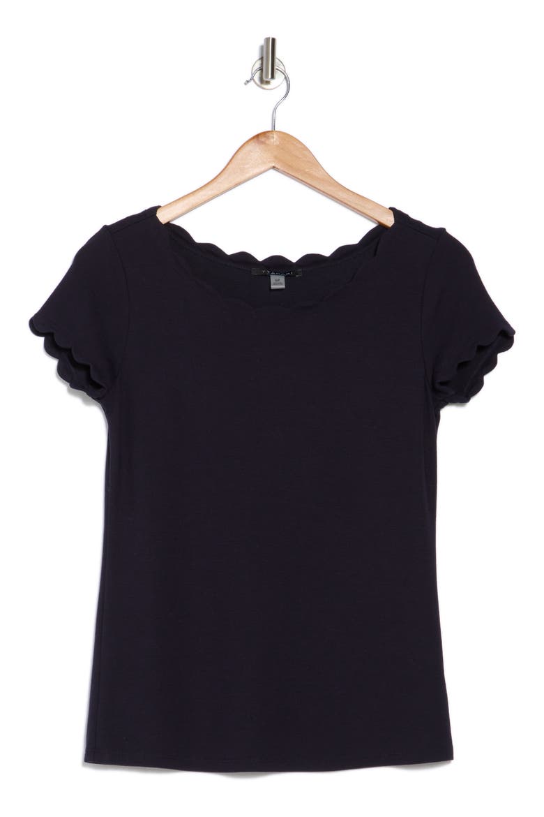 Scalloped Knit T-Shirt, Alternate, color, DEEP NAVY BLUE
