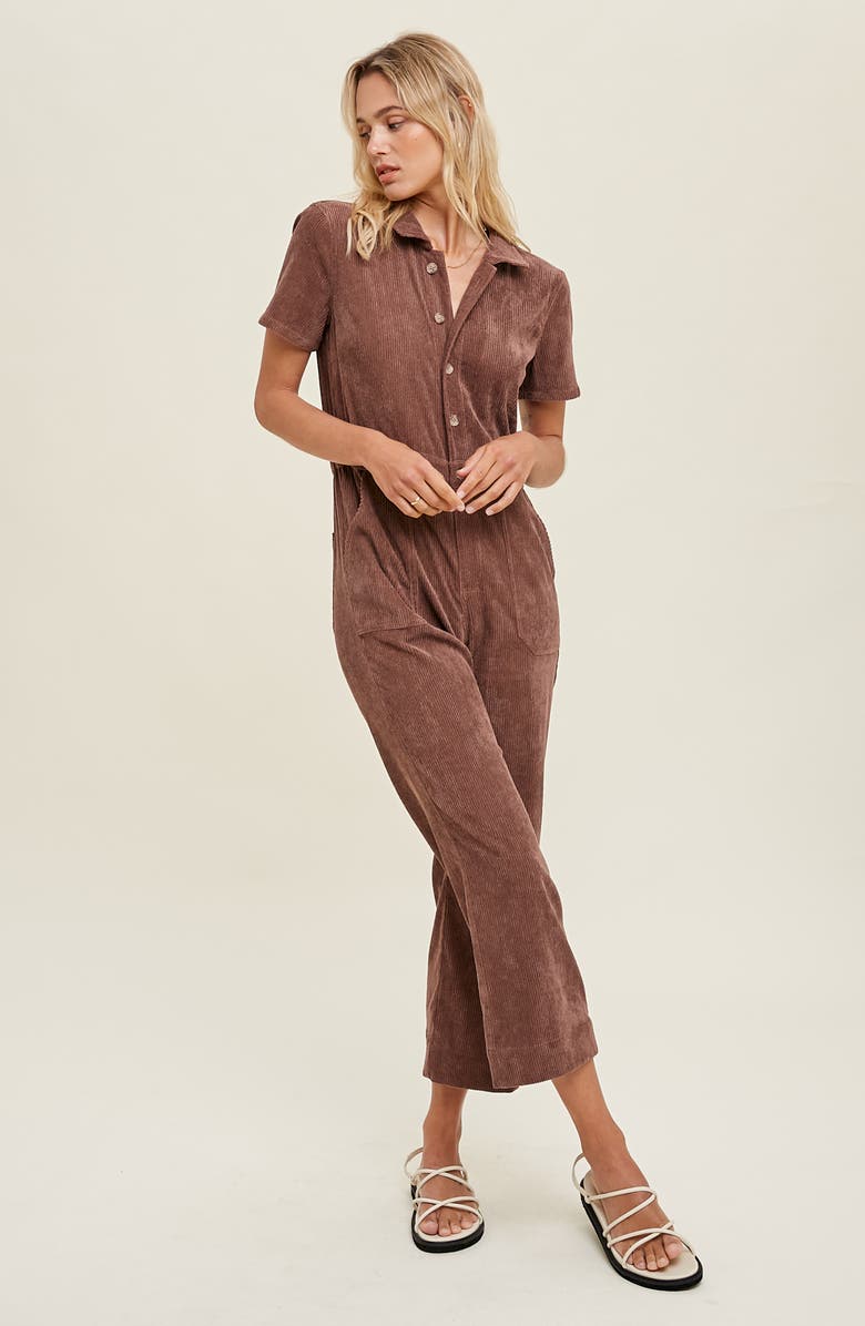 WISHLIST Short Sleeve Corduroy Jumpsuit, Alternate, color, 