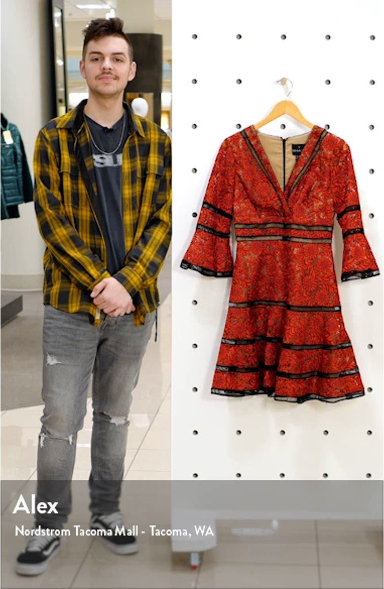 Embroidered Lace Fit & Flare Cocktail Dress, sales video thumbnail