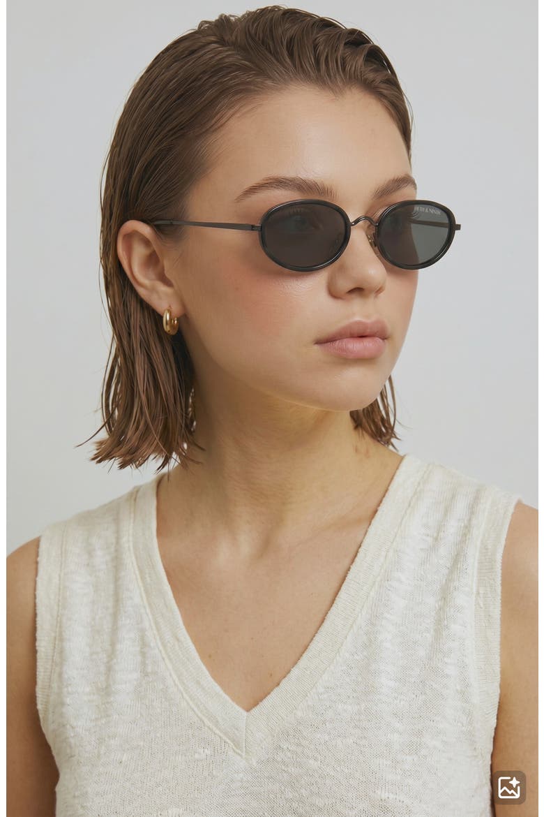 Ciel 64mm Oversize Oval Sunglasses, Alternate, color, BLACK