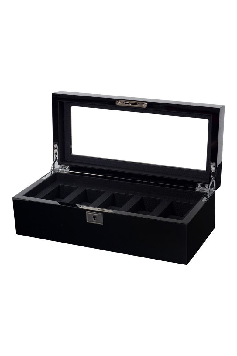 Savoy Five Piece Watch Box, Alternate, color, BLACK