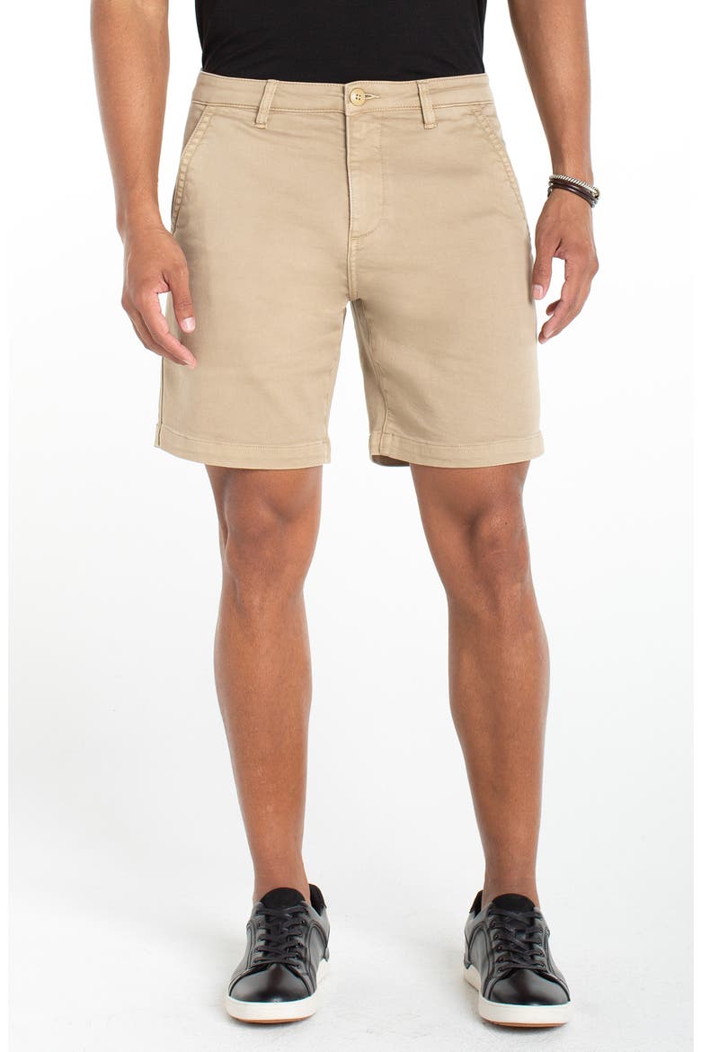 8-Inch Flat Front Knit Twill Shorts, Main, color, KHAKI