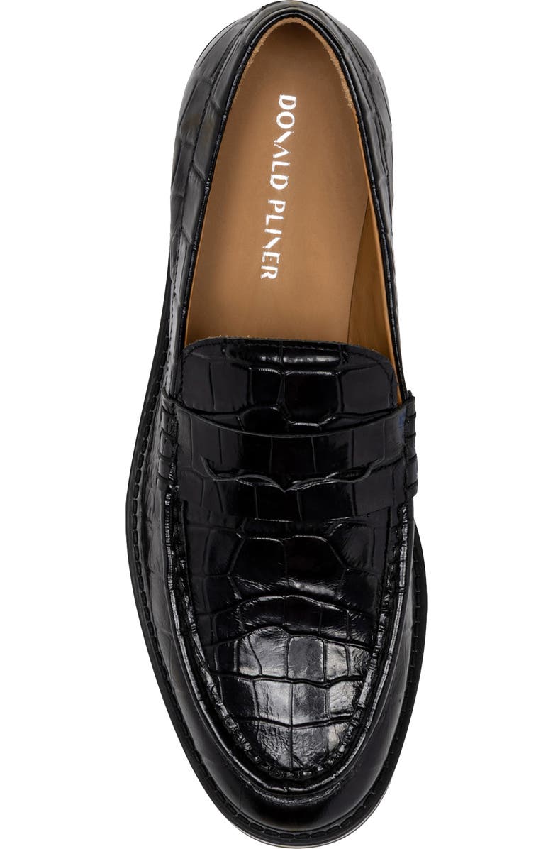 Donald Pliner Caiden Croc Embossed Penny Loafer, Alternate, color, Black