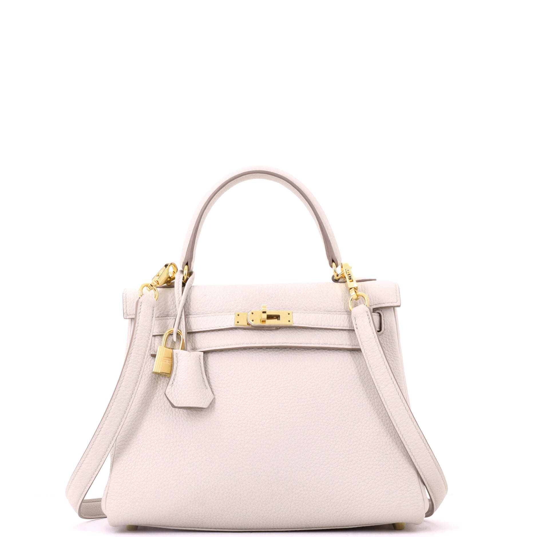 Kelly Handbag Light Togo with Gold Hardware 25, Main, color, White