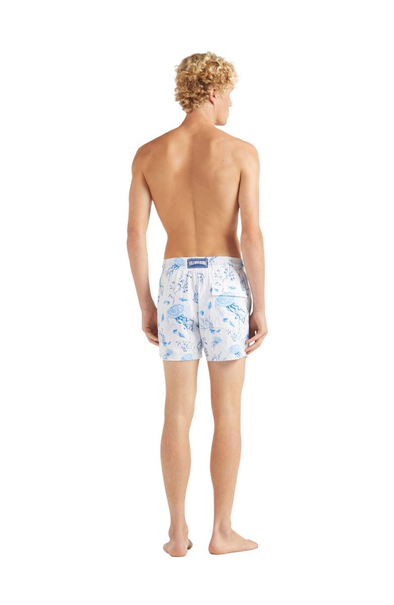 Vilebrequin Stretch Short Swim Shorts Medusa and Shells, Alternate, color, White