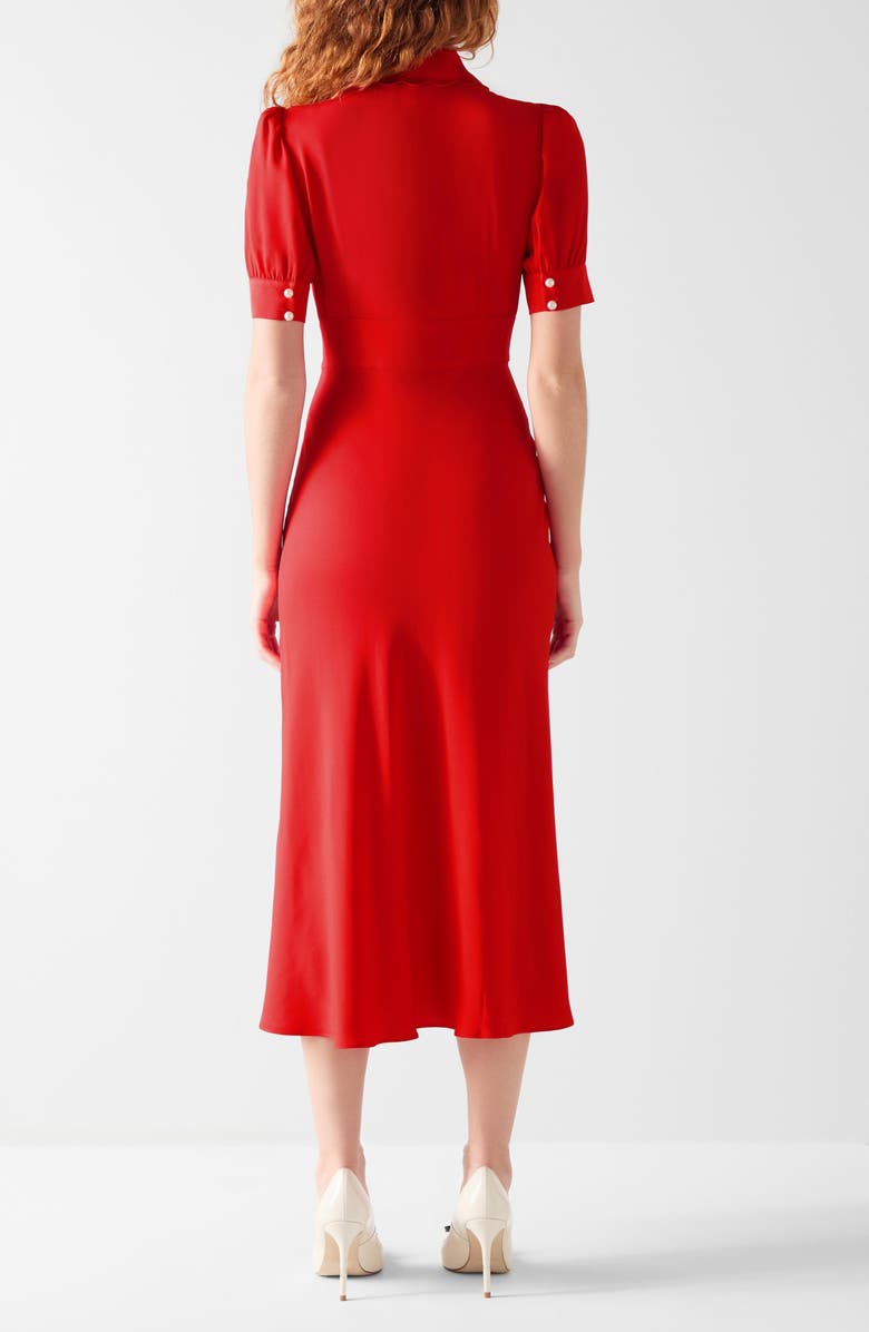 LK Bennett Emma Faux Pearl Button Midi Dress, Alternate, color, Red