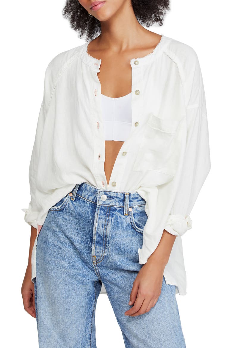 Keep it Simple Button Blouse, Main, color, WHITE