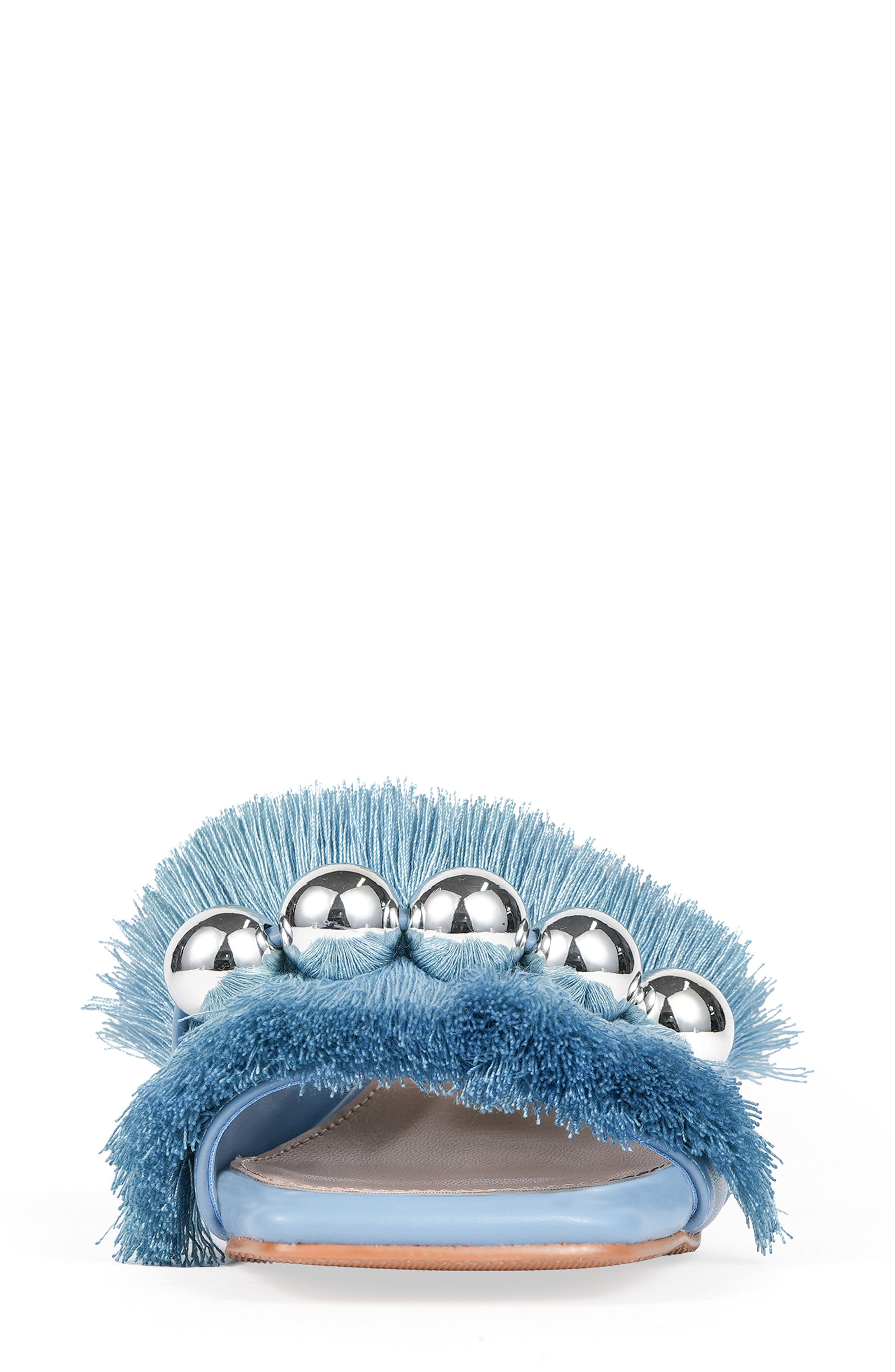 Miami Fringed Orb Heel Slide Sandal, Alternate, color, BLUE