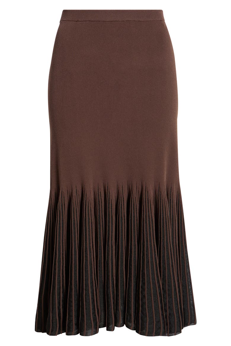 Pleat Trim Sweater Skirt, Alternate, color, BROWN BLACK ORGANZA