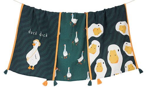 Tiramisu The Anatole Duck Set Of 3 Cotton Kitchen Towels In Green