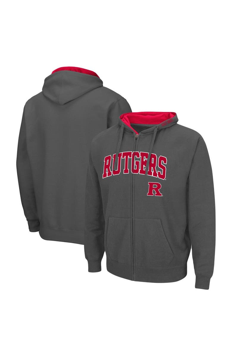 COLOSSEUM Men's Colosseum  Heather Gray Rutgers Scarlet Knights Arch & Logo 3.0 Full-Zip Hoodie, Alternate, color, Heather Gray